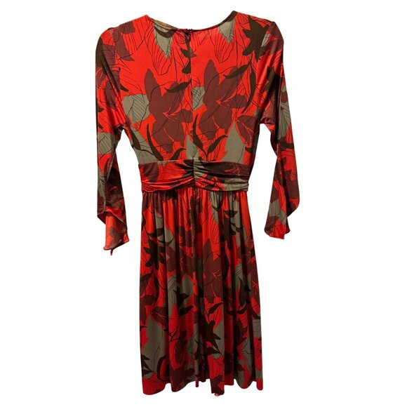 Zara Basic Womens Red & Brown Floral Wrap Dress Size Small dress - Picture 10 of 11